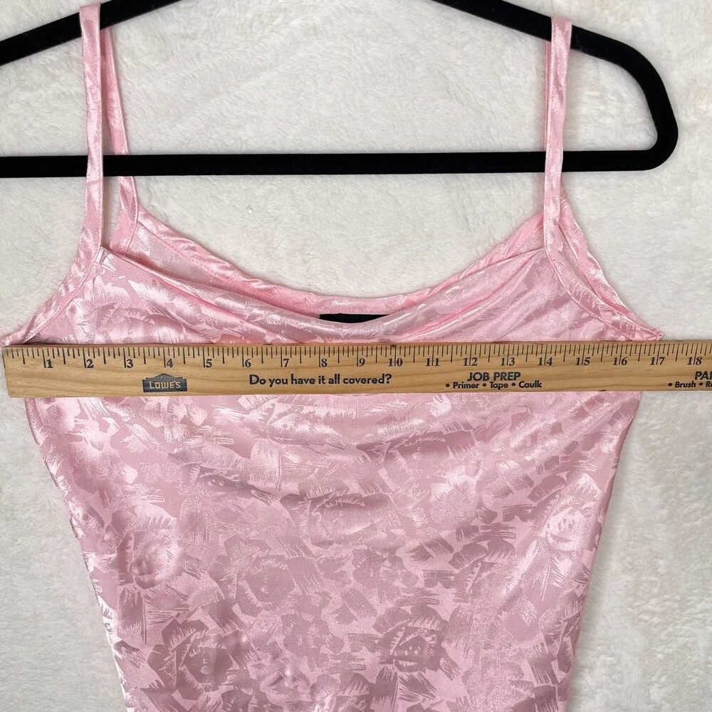 Vintage Sauci Pink Satin Camisole Tank Top Womens Med Floral Cowl Neck Coquette - Picture 5 of 9